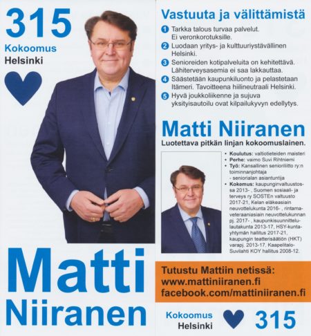 Matti Niirasen viisi vaalitavoitetta